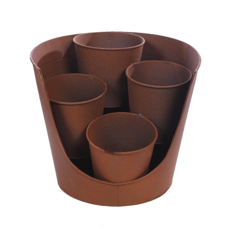 JARDINERA MULTIMACETA METAL 25CM