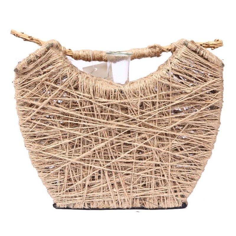 JARRON JUTE CON CRISTAL ALT 19CM 24CMX9CM
