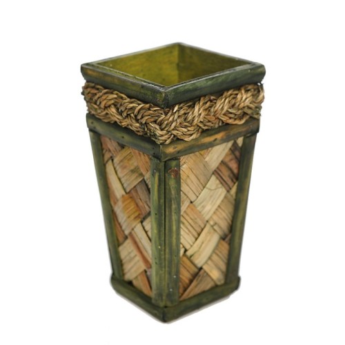 MACETERO TRENZA CUADRADO MADERA 20CM