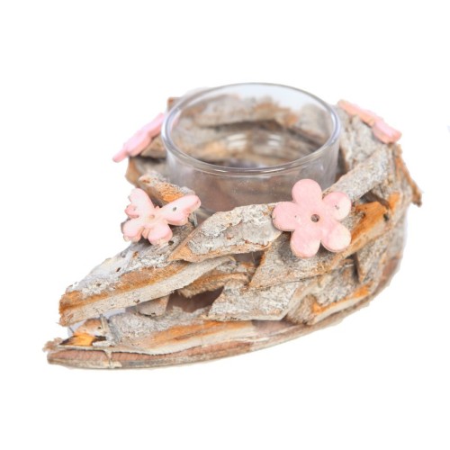 PORTAVELAS CORTEZA Y CRISTAL 9CM