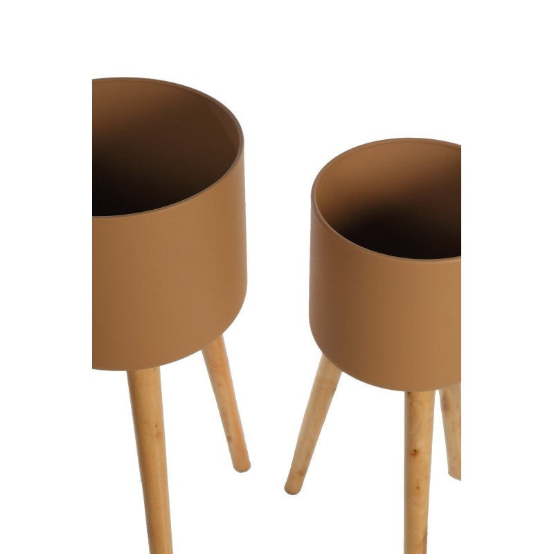 SET 2 MACETEROS MADERA Y ZINC 66CM