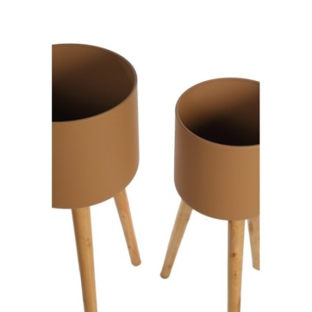 SET 2 MACETEROS MADERA Y ZINC 66CM