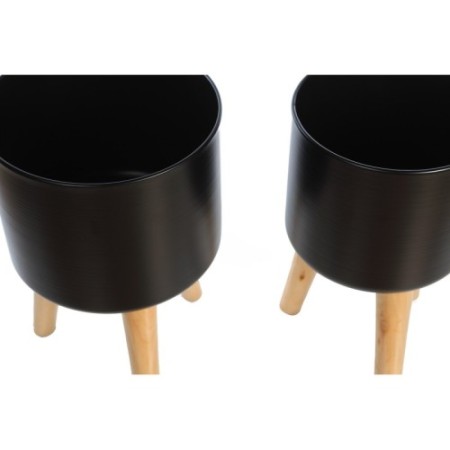 SET 2 MACETEROS METAL Y MADERA 42CM