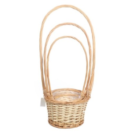 SET 3 CESTAS REDONDAS CON ASA, PLASTICO INTERIOR