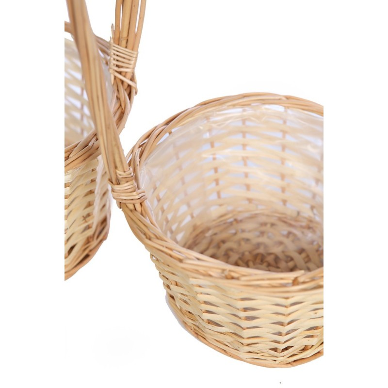 SET 3 CESTAS REDONDAS CON ASA, PLASTICO INTERIOR