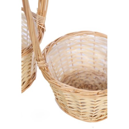 SET 3 CESTAS REDONDAS CON ASA, PLASTICO INTERIOR