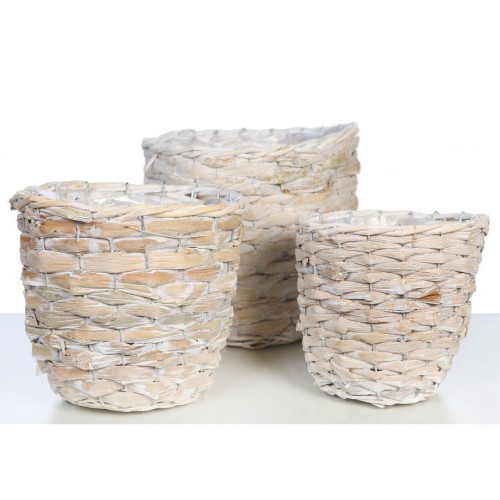 SET 3 CUBRE MACETAS MIMBRE AGA 22CM