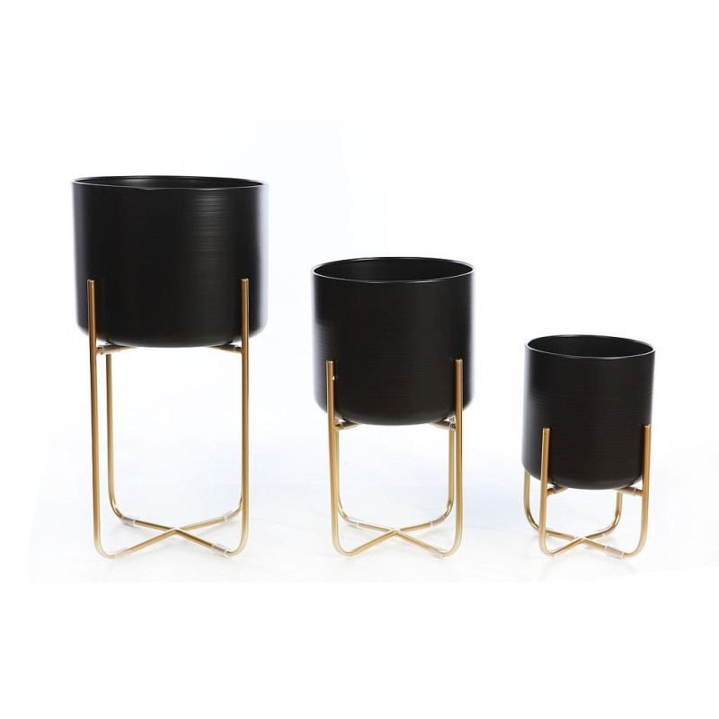 SET 3 MACETEROS METAL PIE DORADO 55CM