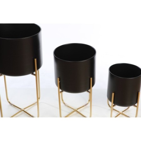 SET 3 MACETEROS METAL PIE DORADO 55CM