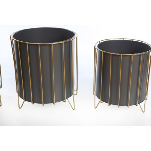 SET 3 MACETEROS PIE DORADO 33CM 2