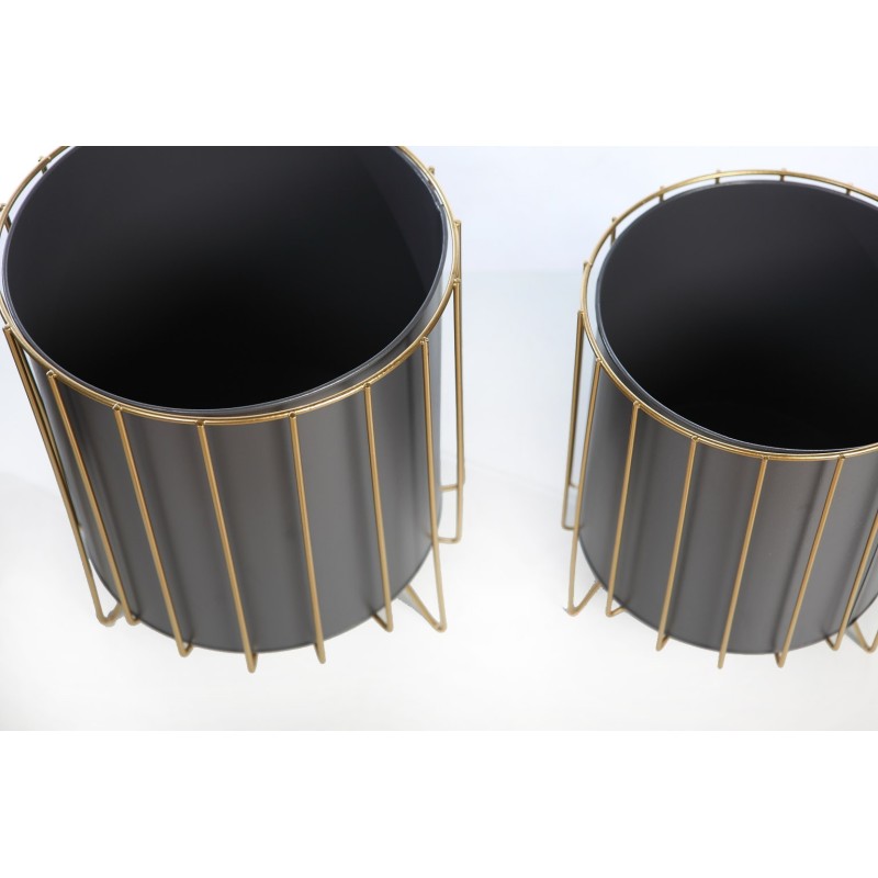 SET 3 MACETEROS PIE DORADO 33CM