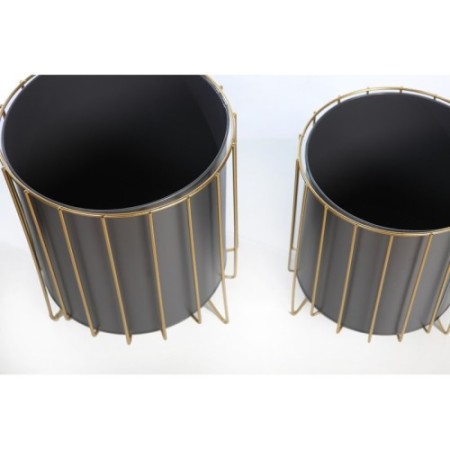 SET 3 MACETEROS PIE DORADO 33CM