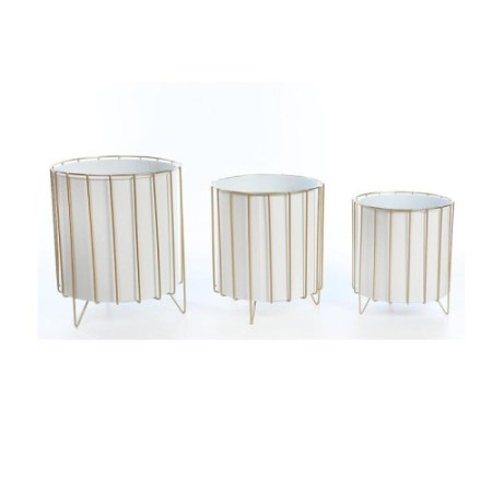 SET 3 MACETEROS PIE METAL DORADO 33CM