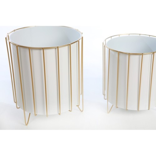 SET 3 MACETEROS PIE METAL DORADO 33CM 2