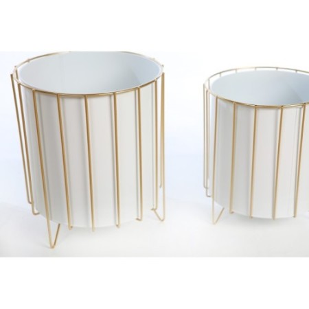 SET 3 MACETEROS PIE METAL DORADO 33CM