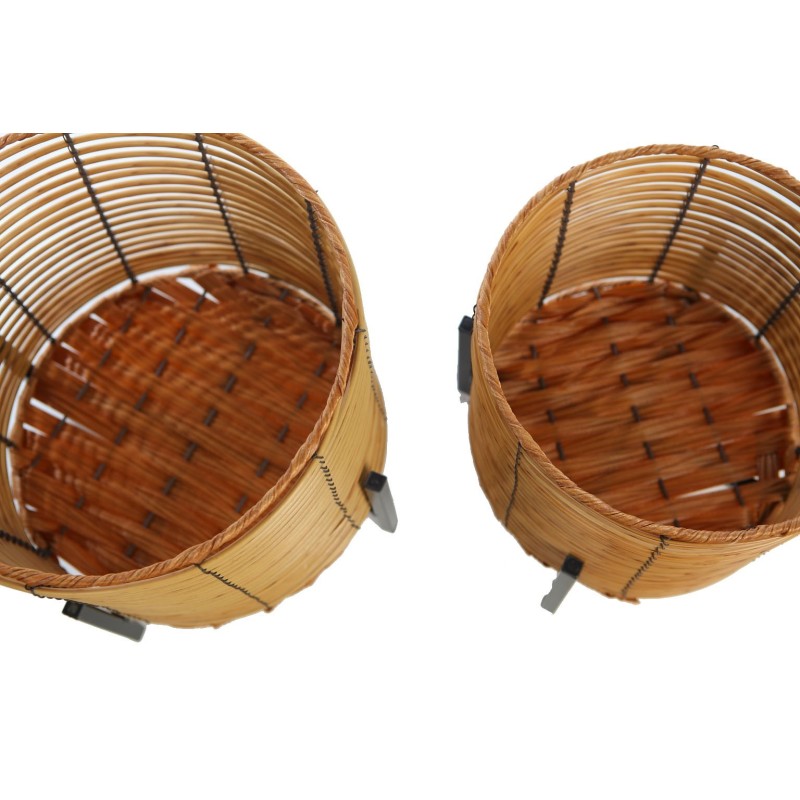 SET 3 MACETEROS RATTAN Y PIE METALICO 34CM