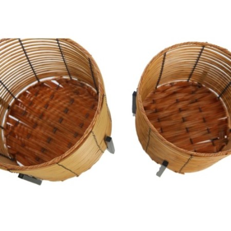 SET 3 MACETEROS RATTAN Y PIE METALICO 34CM