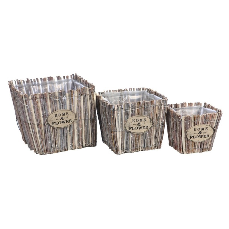 SET X 3 CUBRE MACETAS CUADRADO 20CM