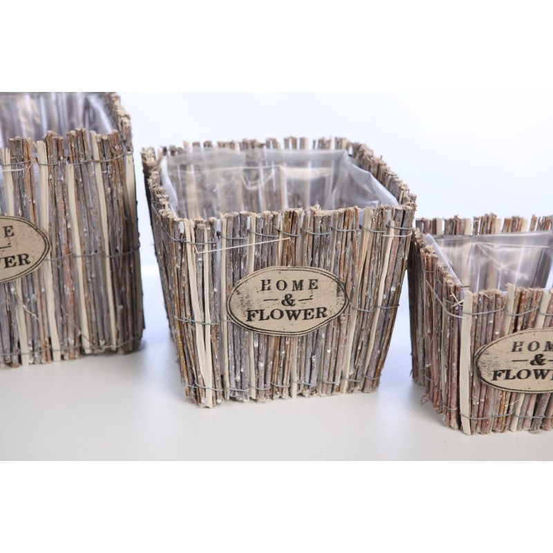 SET X 3 CUBRE MACETAS CUADRADO 20CM