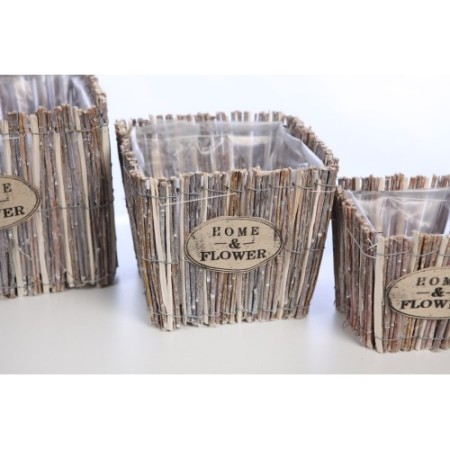 SET X 3 CUBRE MACETAS CUADRADO 20CM