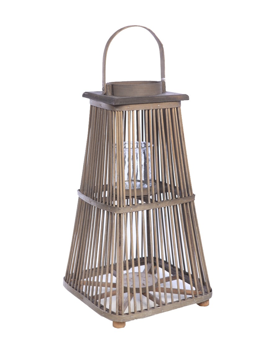 Lampara Japonesa Bambu Y Cristal 50cm Artificial Comprar Online