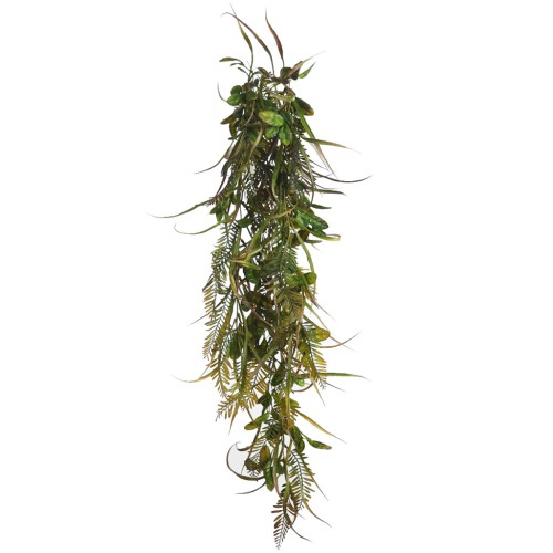 PLANTA COLGANTE HOJAS Y HELECHOS 80CM