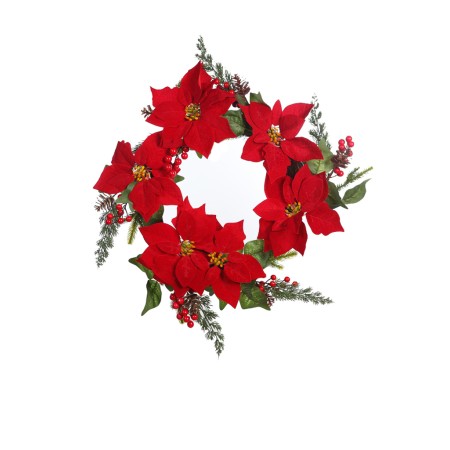 CORONA POINSETTIA BERRY Y PIÑAS ø 45CM