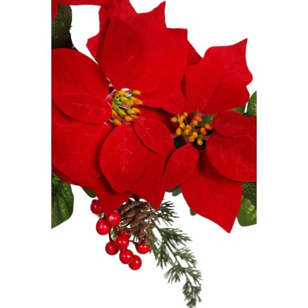 CORONA POINSETTIA BERRY Y PIÑAS ø 45CM