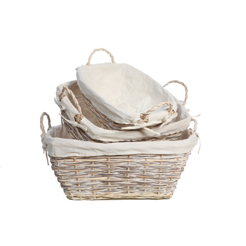 SET 3 CESTAS BLANCAS PLANAS 20CM