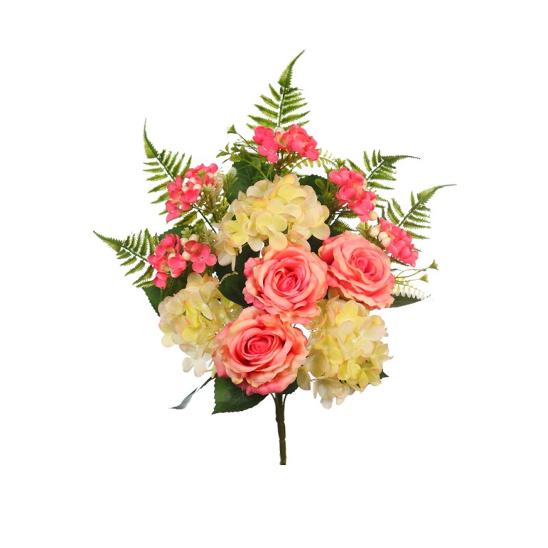 BOUQUET HORTENSIAS Y ROSAS 50CM