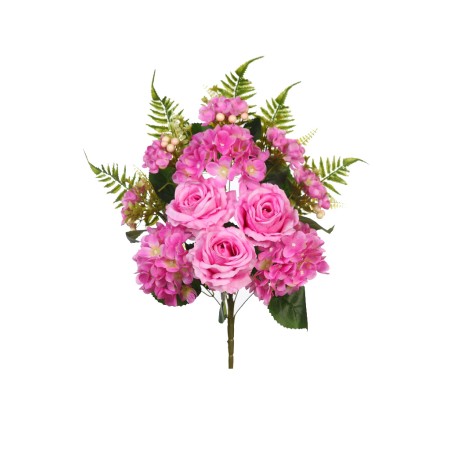 BOUQUET HORTENSIAS Y ROSAS 50CM