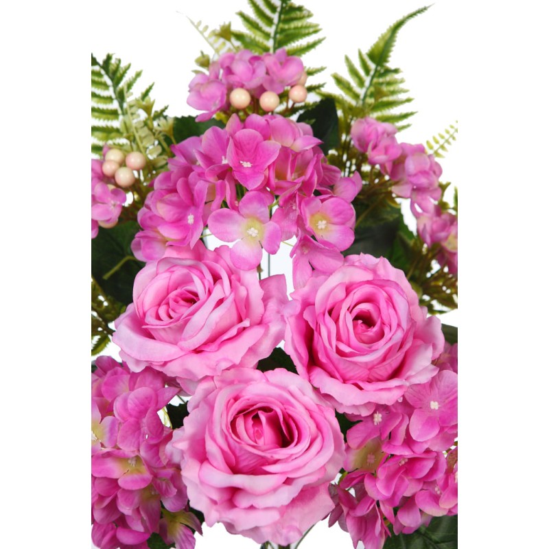 BOUQUET HORTENSIAS Y ROSAS 50CM