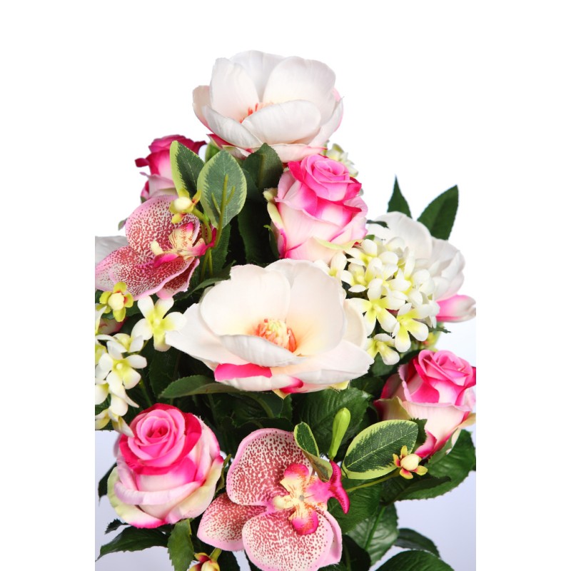 BOUQUET MAGNOLIAS Y ROSAS ARTIFICIAL 60CM