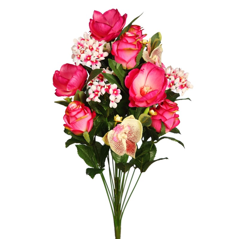 BOUQUET MAGNOLIAS Y ROSAS ARTIFICIAL 60CM
