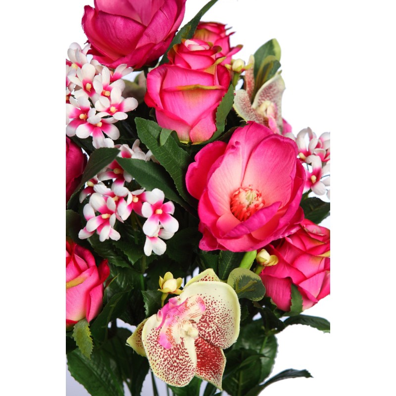 BOUQUET MAGNOLIAS Y ROSAS ARTIFICIAL 60CM