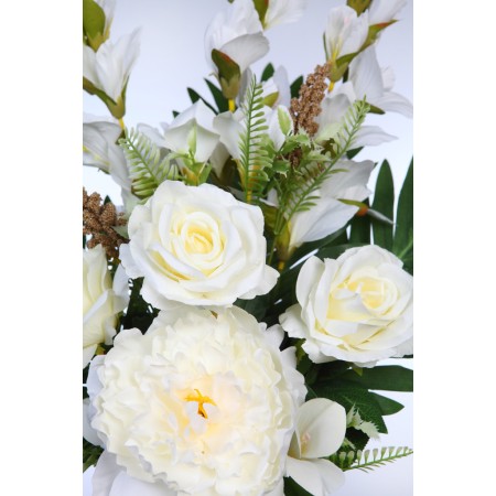 BOUQUET ROSAS PEONIAS Y GLADIOLOS 65CM