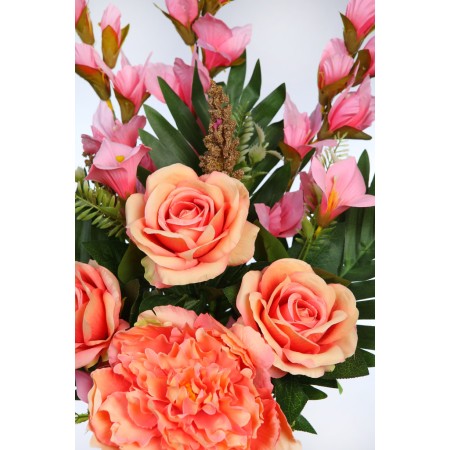 BOUQUET ROSAS PEONIAS Y GLADIOLOS 65CM
