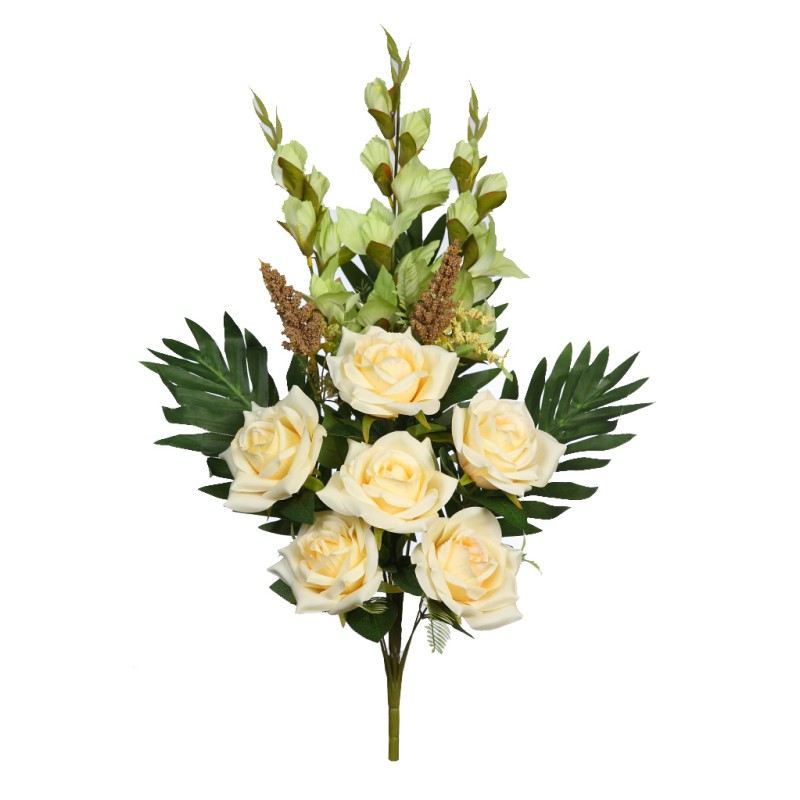 BOUQUET ROSAS Y GLADIOLOS ARTIFICIAL 65CM