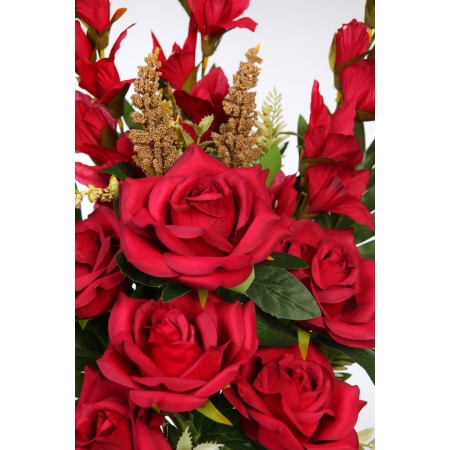 BOUQUET ROSAS Y GLADIOLOS ARTIFICIAL 65CM