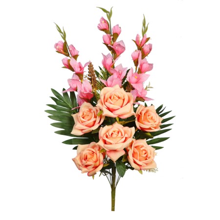 BOUQUET ROSAS Y GLADIOLOS ARTIFICIAL 65CM