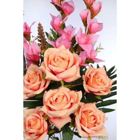 BOUQUET ROSAS Y GLADIOLOS ARTIFICIAL 65CM