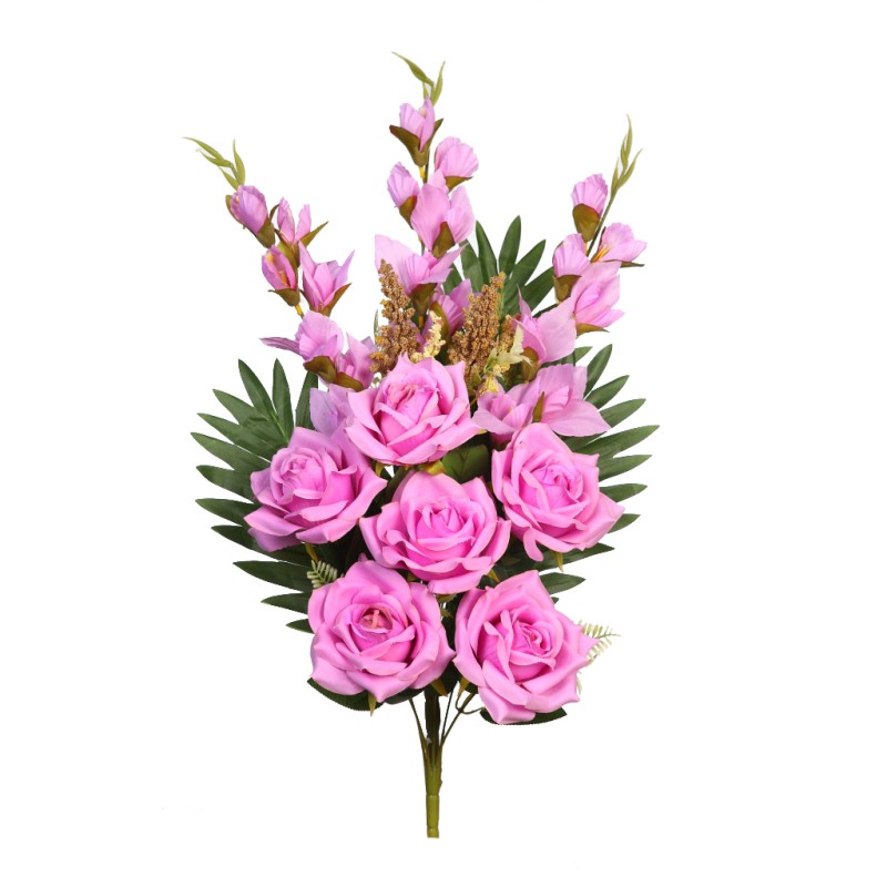 BOUQUET ROSAS Y GLADIOLOS ARTIFICIAL 65CM