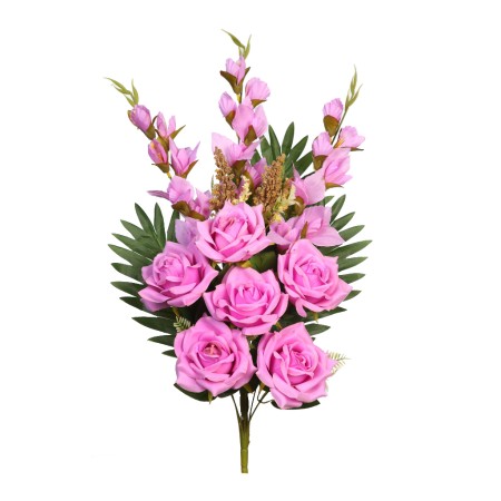 BOUQUET ROSAS Y GLADIOLOS ARTIFICIAL 65CM