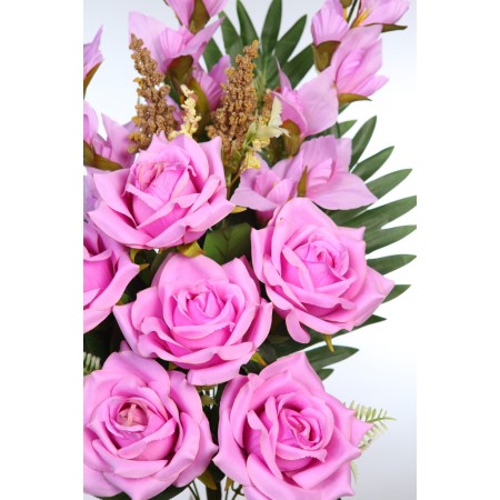BOUQUET ROSAS Y GLADIOLOS ARTIFICIAL 65CM