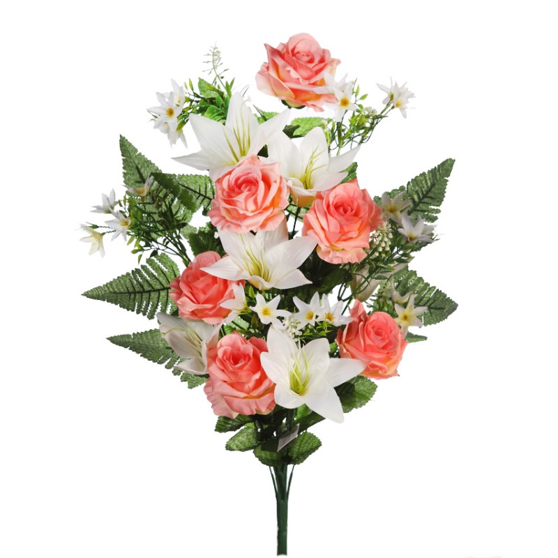 BOUQUET ROSAS Y LILYS ARTIFICIAL 62CM