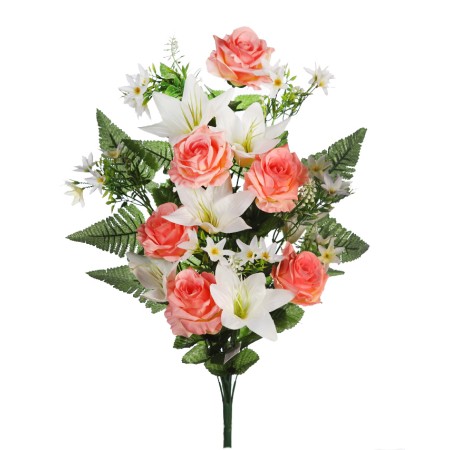 BOUQUET ROSAS Y LILYS ARTIFICIAL 62CM
