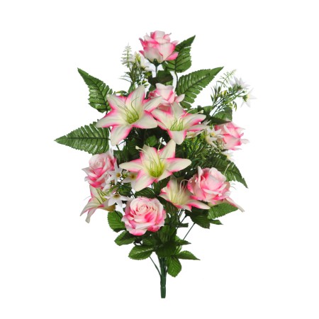 BOUQUET ROSAS Y LILYS ARTIFICIAL 62CM