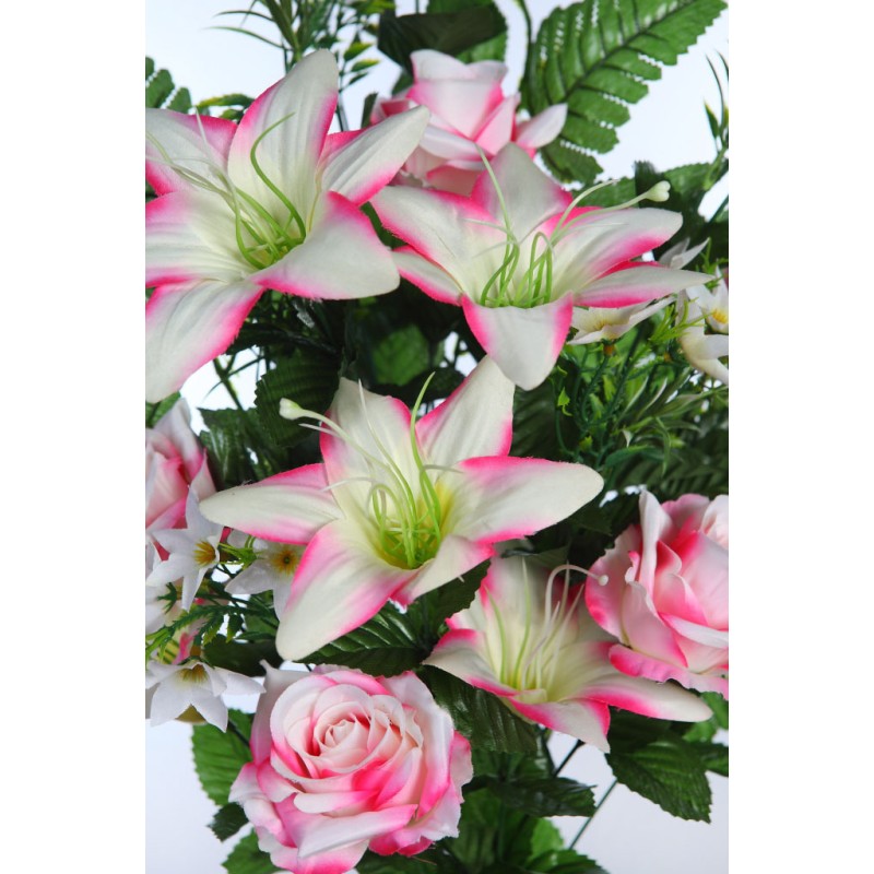 BOUQUET ROSAS Y LILYS ARTIFICIAL 62CM