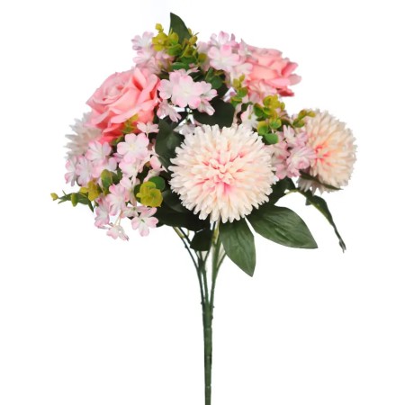 BOUQUET ROSAS Y MUM ARTIFICIAL 50CM