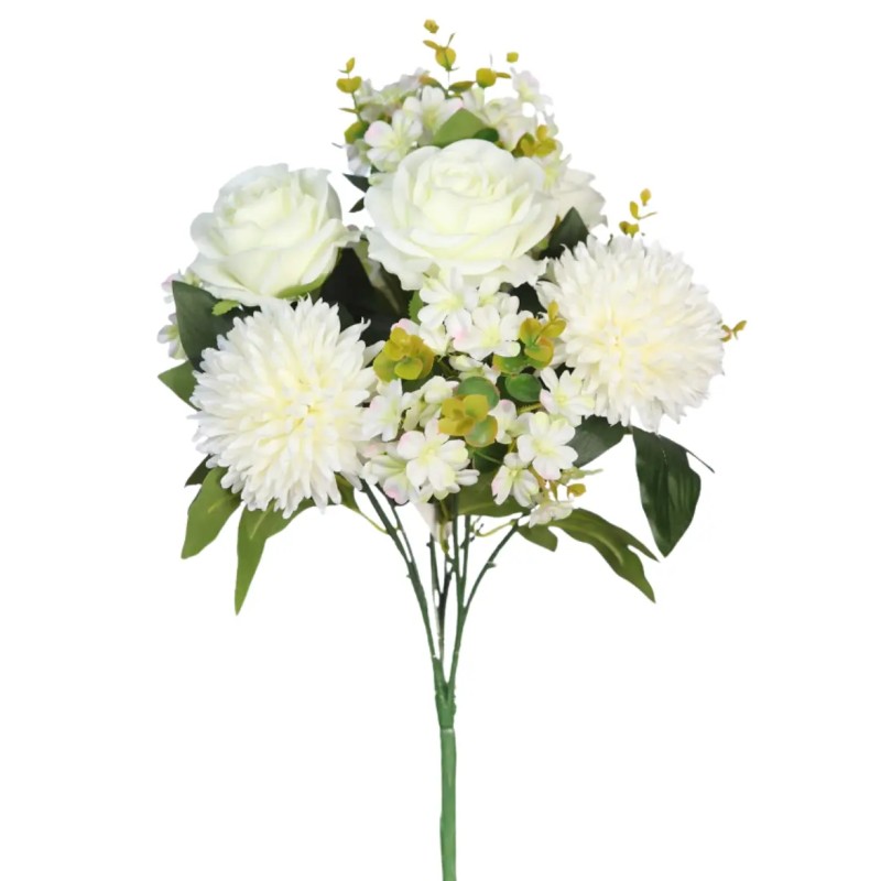 BOUQUET ROSAS Y MUM ARTIFICIAL 50CM